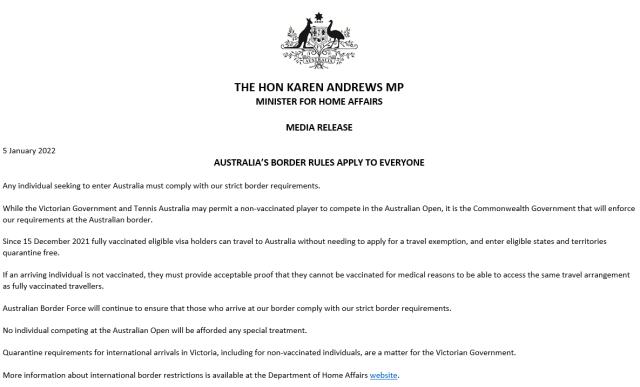 爱游戏APP-德约医疗豁免再遭审查?澳总理:若不符要求将遣返